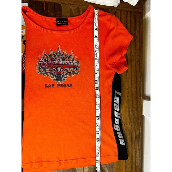 Harley Davidson Cafe Ladies Orange Biker T Shirt Women’s XL - Picture 7 of 7
